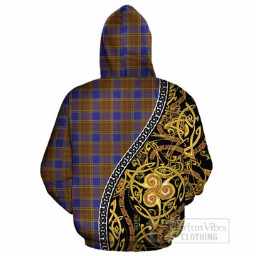 Balfour Tartan Crest Cotton Hoodie Celtic Knot and Triple Trickle Spiral Symbols