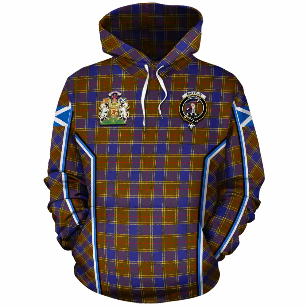 Balfour Tartan Crest Cotton Hoodie Scotland Coat of Arm Flag Style - Tartan Vibes Clothing