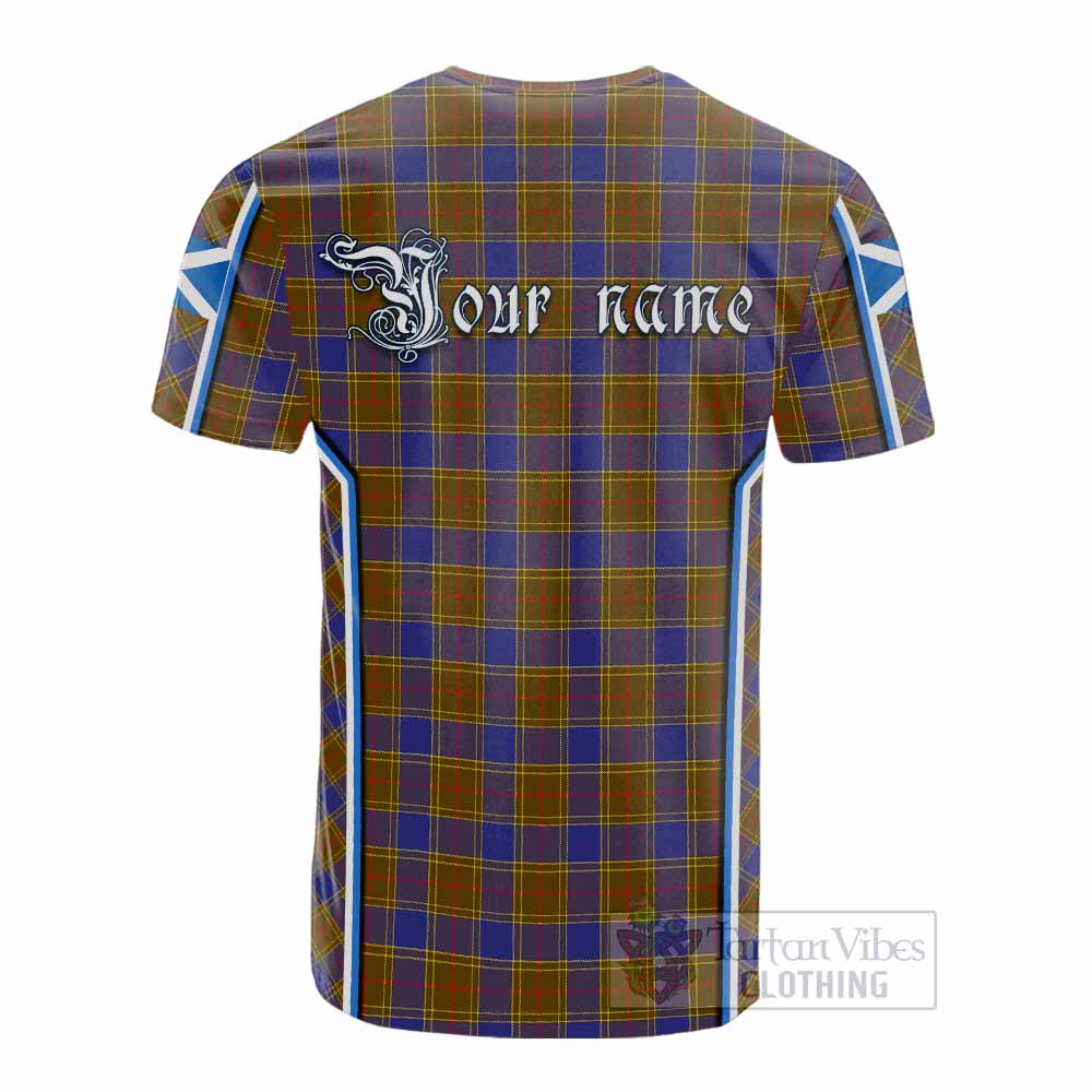 Balfour Tartan Crest Cotton T-shirt Scotland Coat of Arm Flag Style - Tartan Vibes Clothing
