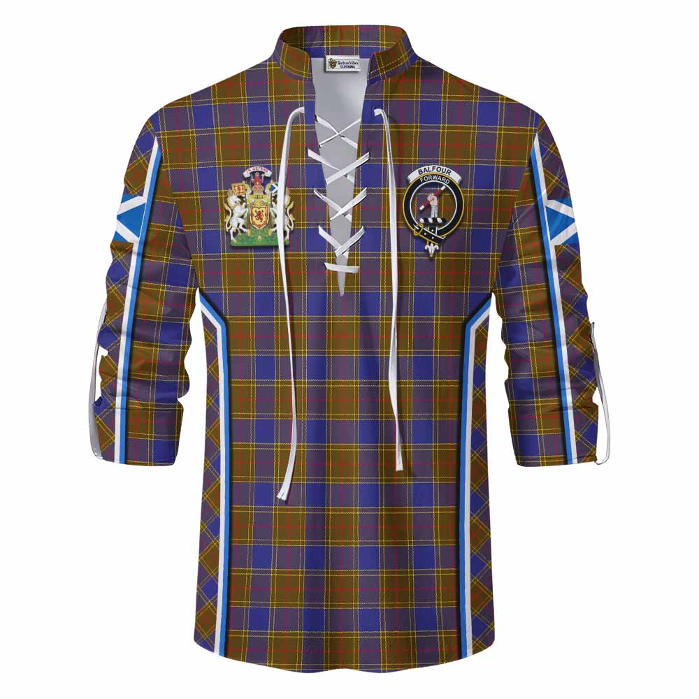 Balfour Tartan Crest Ghillie Kilt Shirt Scotland Coat of Arm Flag Style - Tartan Vibes Clothing
