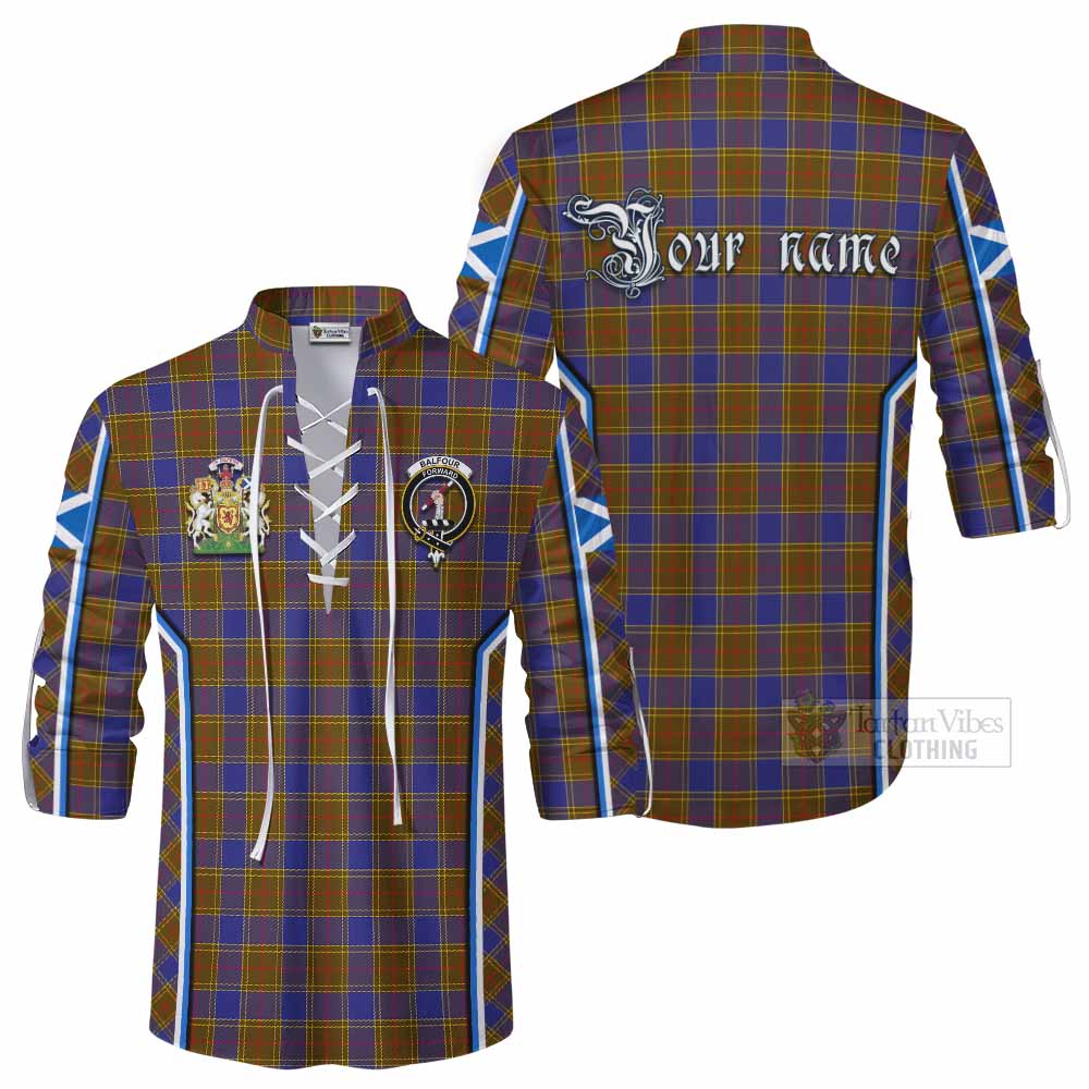 Balfour Tartan Crest Ghillie Kilt Shirt Scotland Coat of Arm Flag Style - Tartan Vibes Clothing