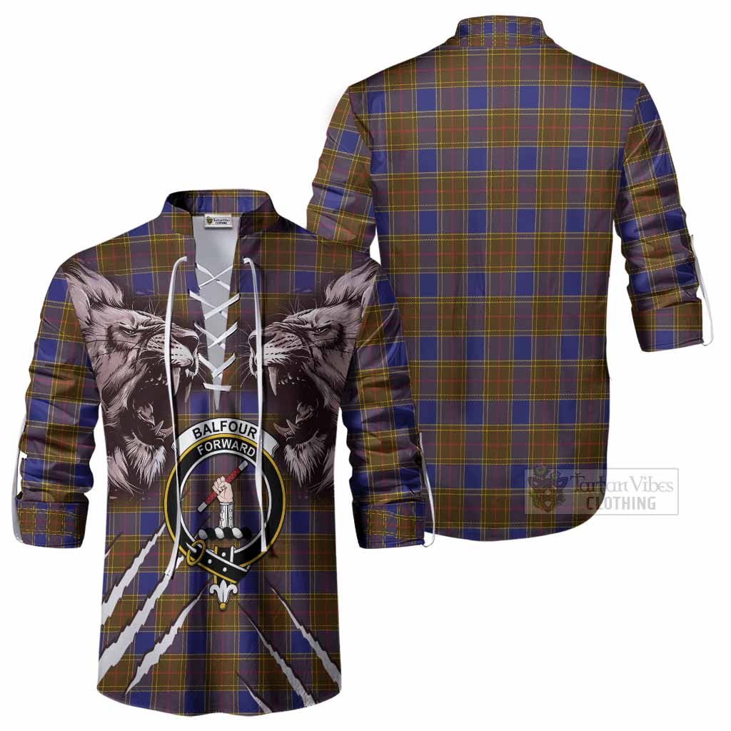 Balfour Tartan Crest Ghillie Shirt Ferocious Lion Style
