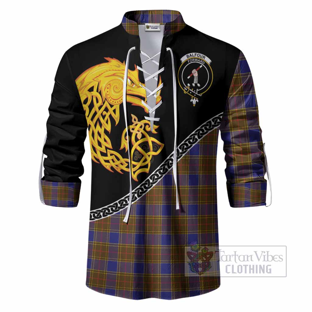 Balfour Tartan Crest Ghillie Shirt Legendary Dragon Knot Half Style