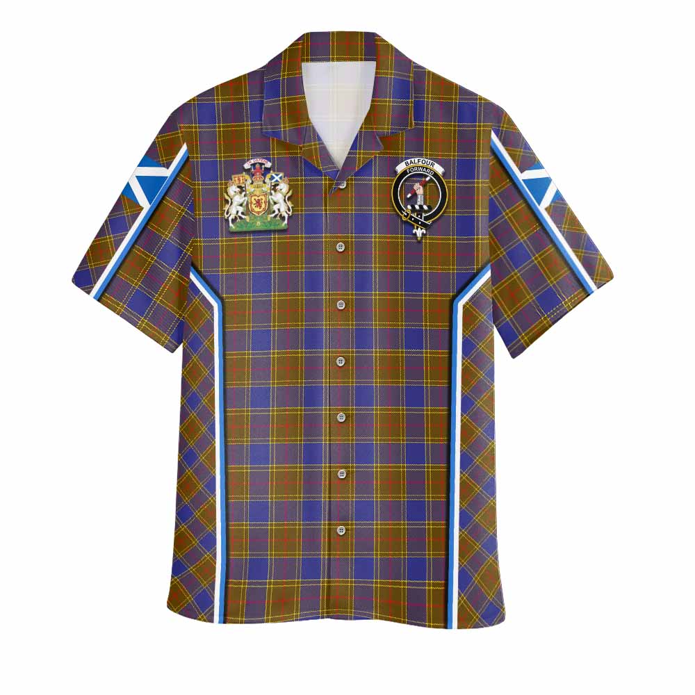 Balfour Tartan Crest Hawaiian Shirt Scotland Coat of Arm Flag Style - Tartan Vibes Clothing