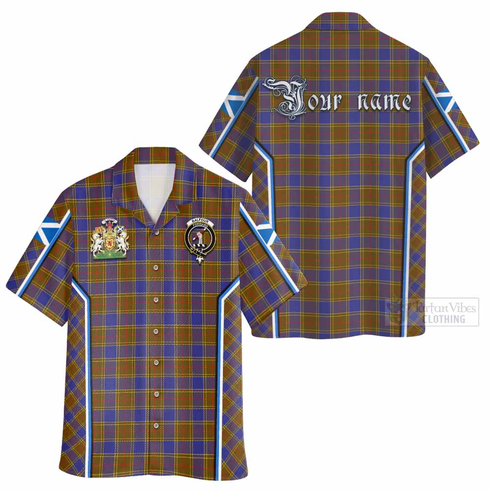 Balfour Tartan Crest Hawaiian Shirt Scotland Coat of Arm Flag Style - Tartan Vibes Clothing