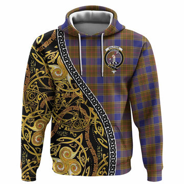 Balfour Tartan Crest Hoodie Celtic Knot and Triple Trickle Spiral Symbols