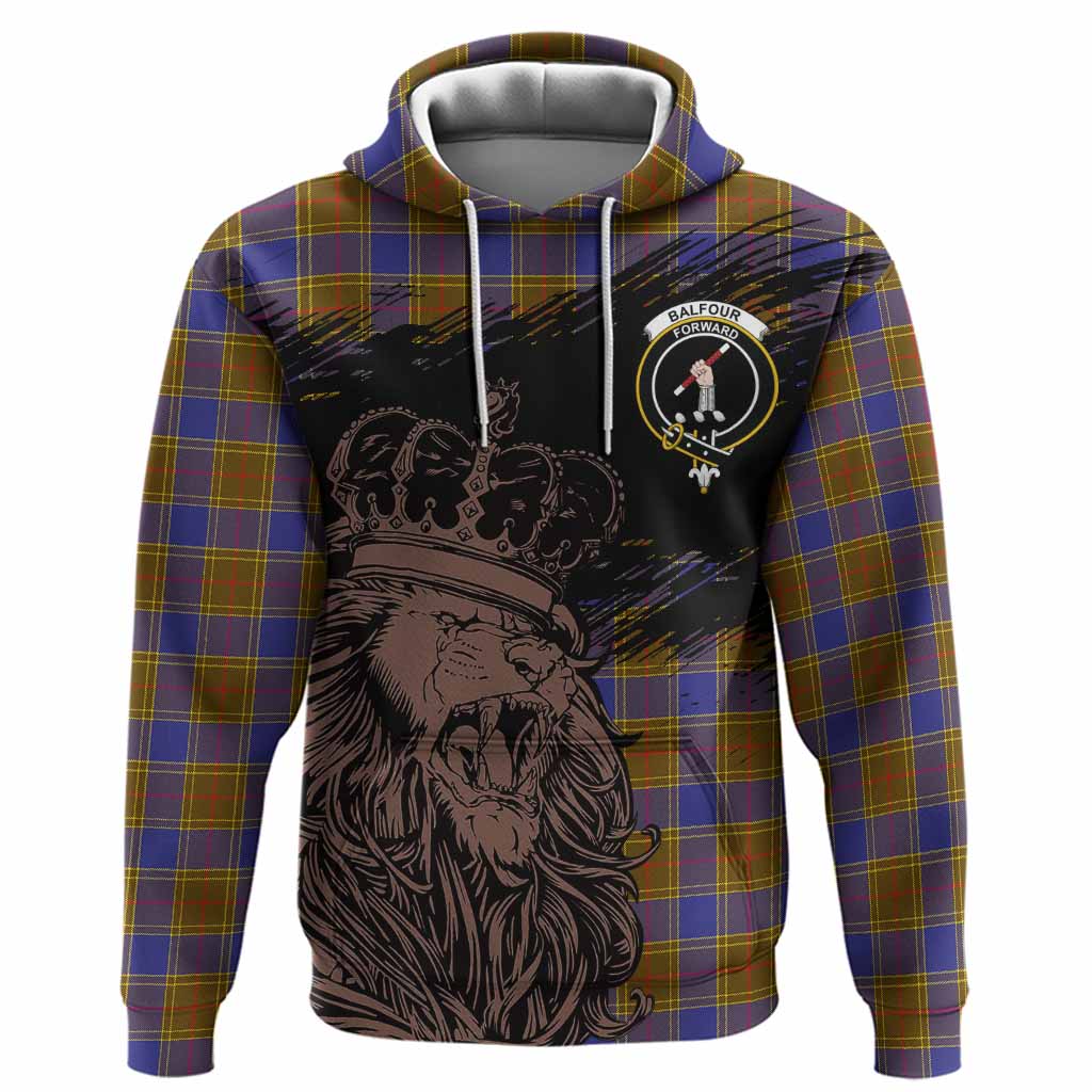 Balfour Tartan Crest Hoodie Crowned Lion Heritage Style