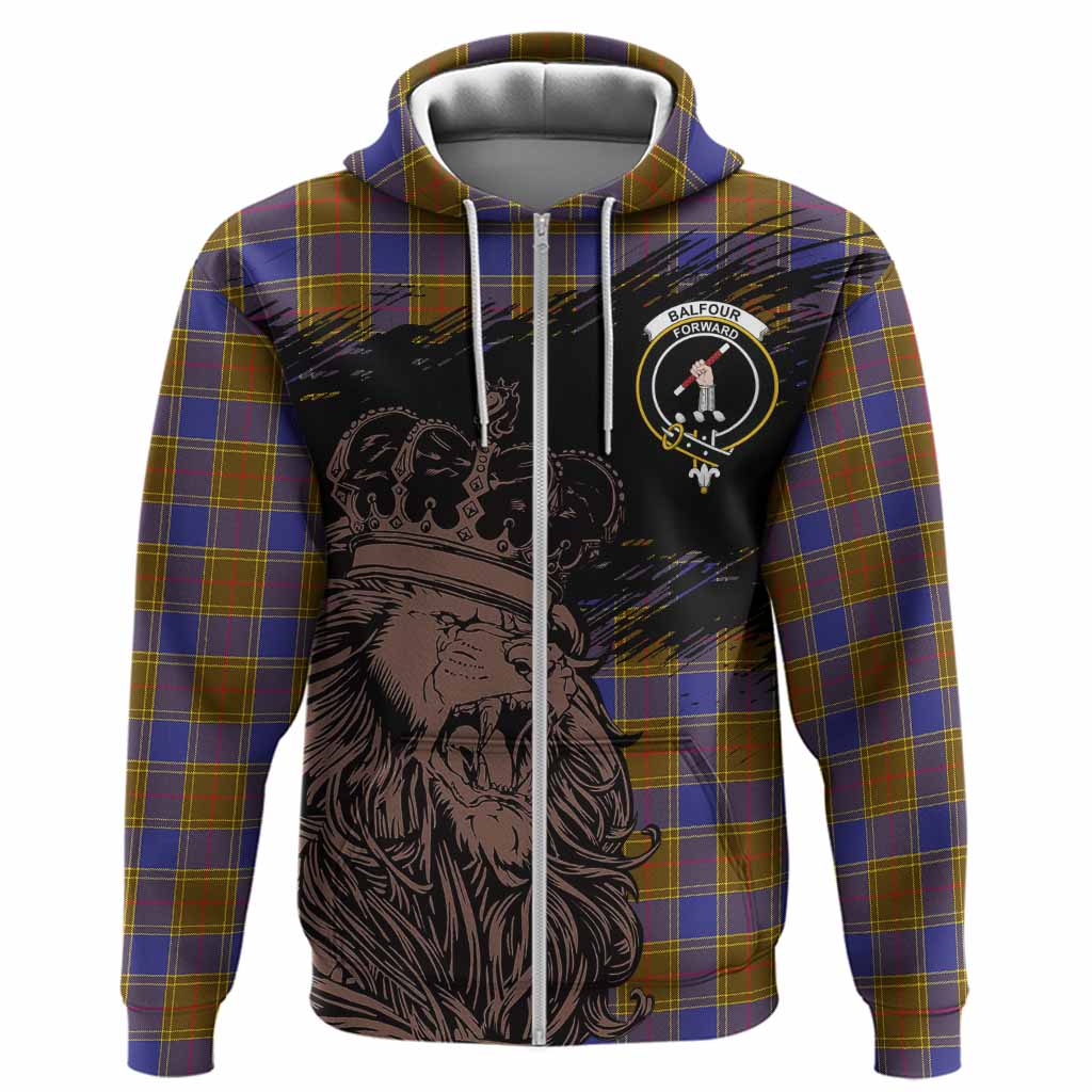 Balfour Tartan Crest Hoodie Crowned Lion Heritage Style