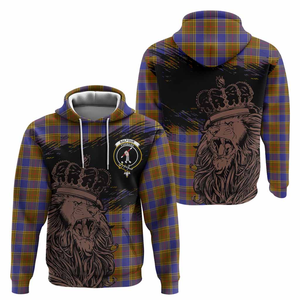 Balfour Tartan Crest Hoodie Crowned Lion Heritage Style