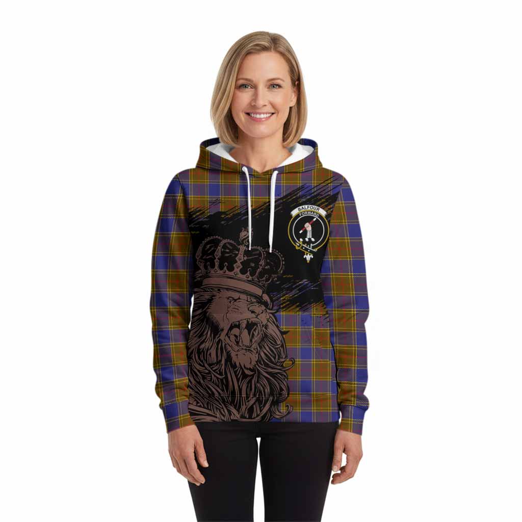 Balfour Tartan Crest Hoodie Crowned Lion Heritage Style