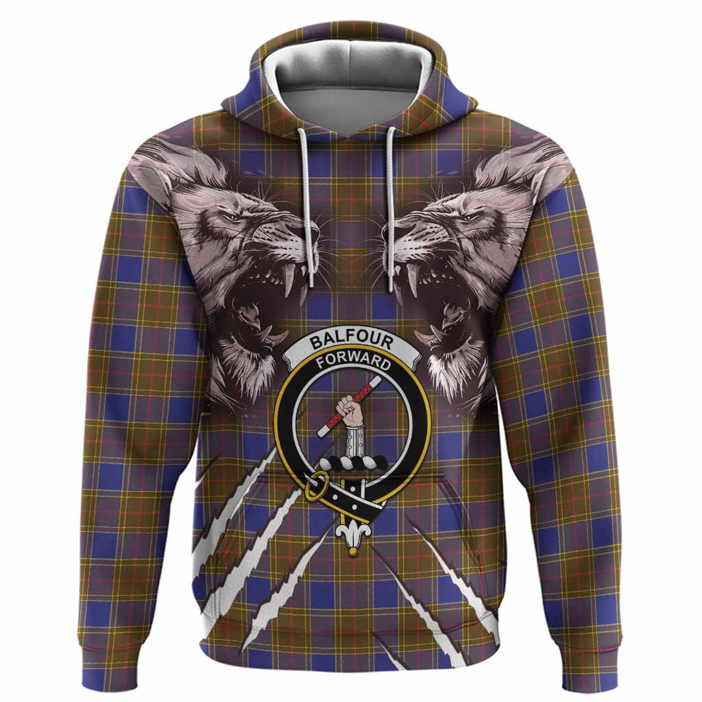 Balfour Tartan Crest Hoodie Ferocious Lion Style