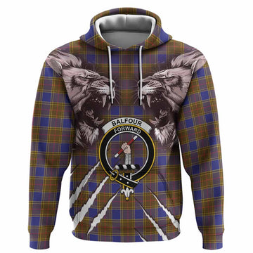 Balfour Tartan Crest Hoodie Ferocious Lion Style