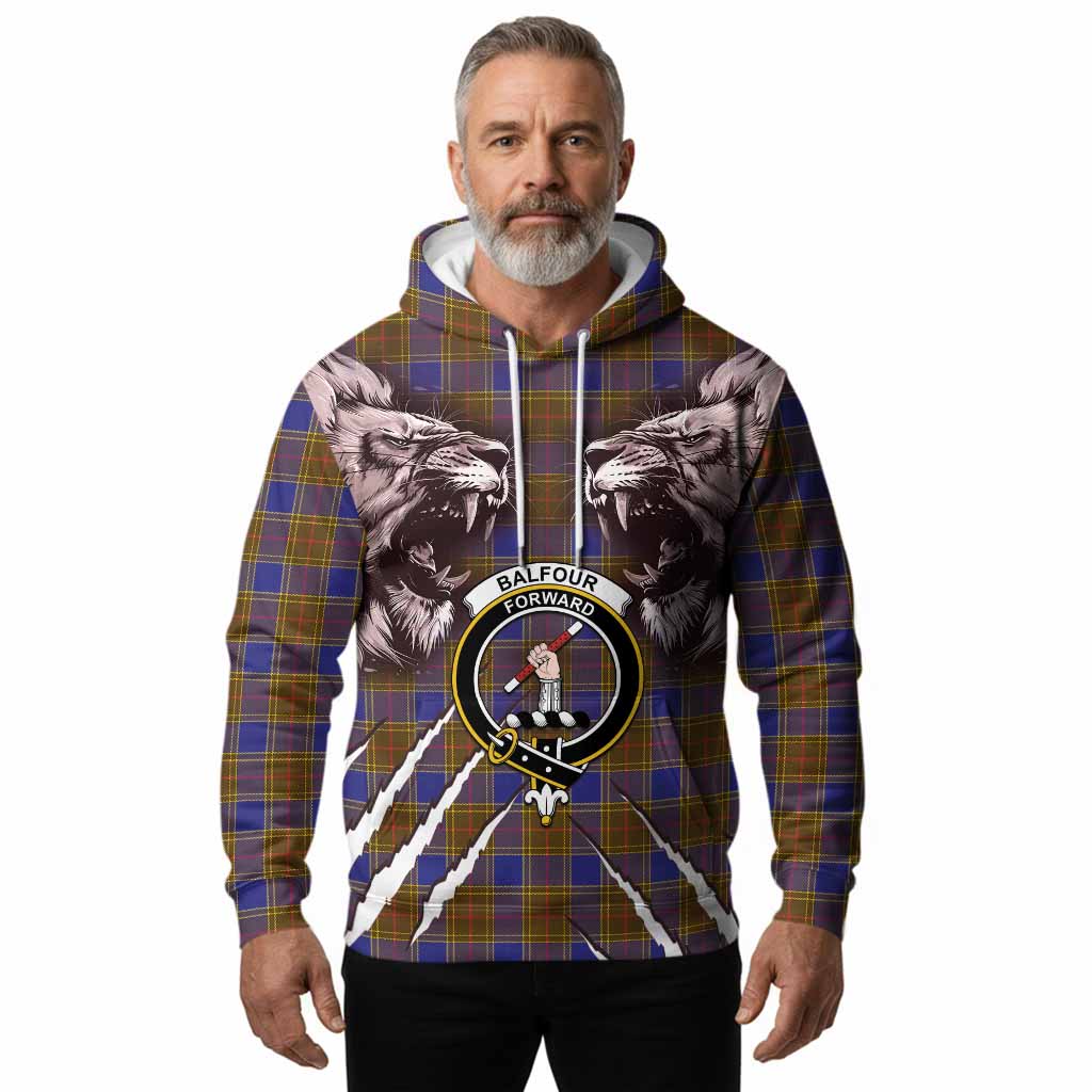 Balfour Tartan Crest Hoodie Ferocious Lion Style