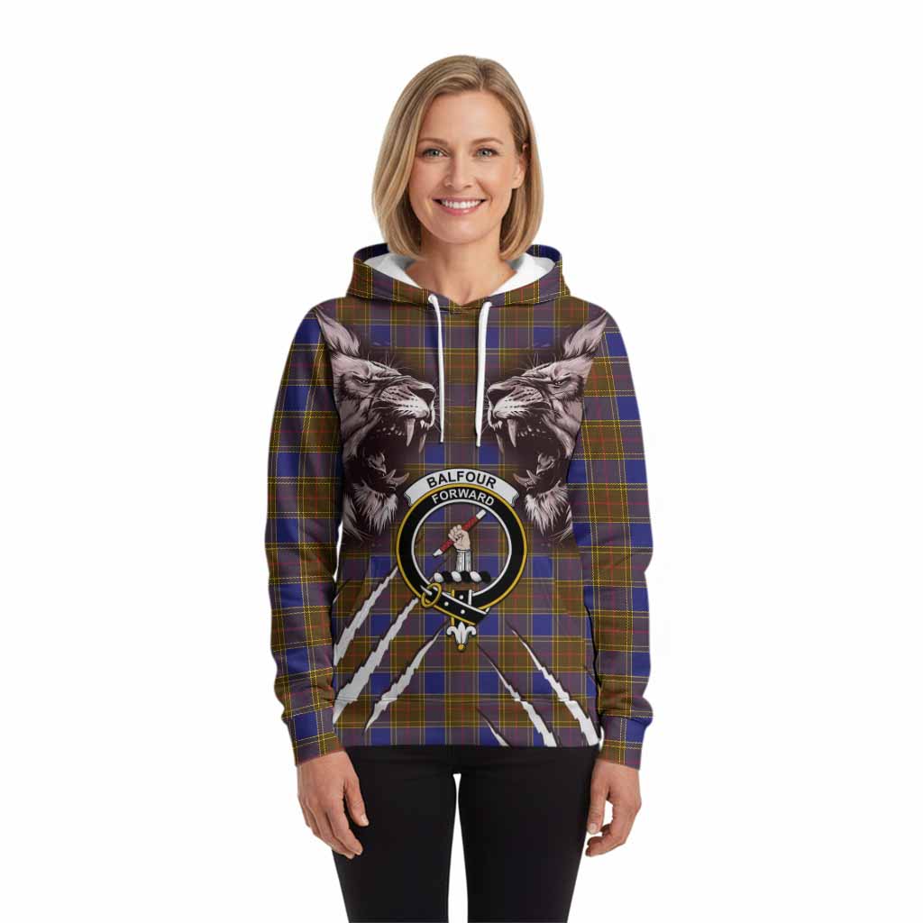 Balfour Tartan Crest Hoodie Ferocious Lion Style