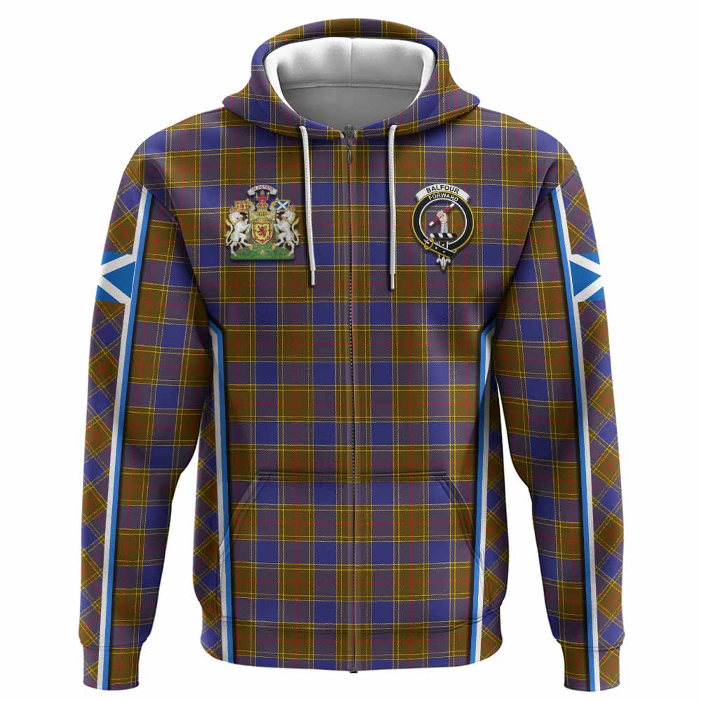 Balfour Tartan Crest Hoodie Scotland Coat of Arm Flag Style - Tartan Vibes Clothing