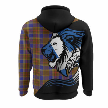 Balfour Tartan Crest Hoodie Scottish Golden Lions Wave Flow