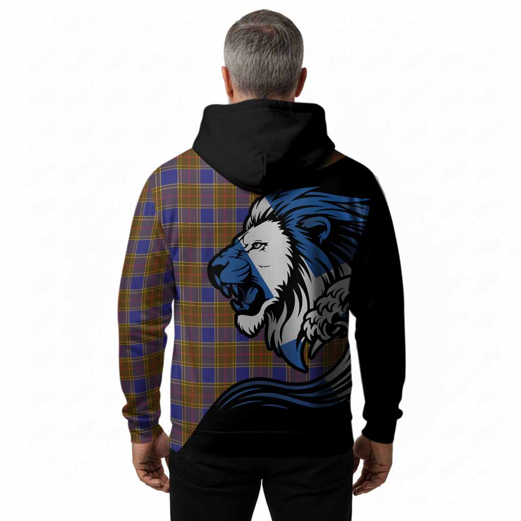 Balfour Tartan Crest Hoodie Scottish Golden Lions Wave Flow
