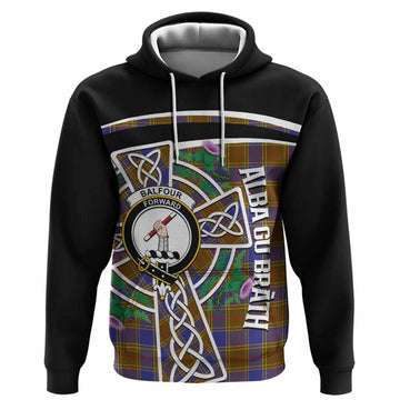 Balfour Tartan Crest Hoodie Scottish Thistle Celtic Cross Alba Gu Brath