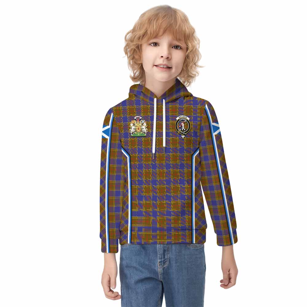 Balfour Tartan Crest Kid Hoodie Scotland Coat of Arm Flag Style - Tartan Vibes Clothing