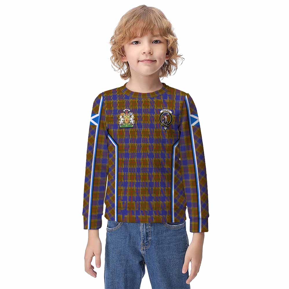 Balfour Tartan Crest Kid Knitted Sweatshirt Scotland Coat of Arm Flag Style - Tartan Vibes Clothing