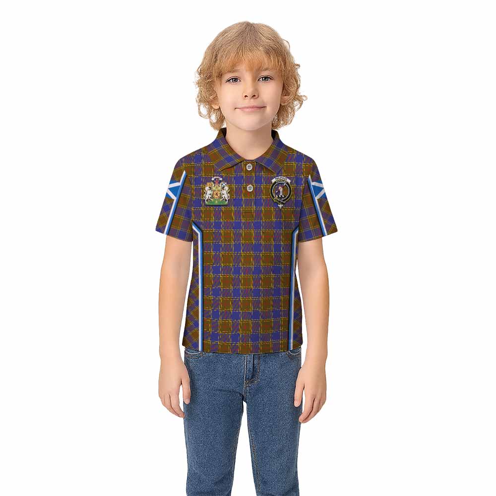 Balfour Tartan Crest Kid Polo Shirt Scotland Coat of Arm Flag Style - Tartan Vibes Clothing