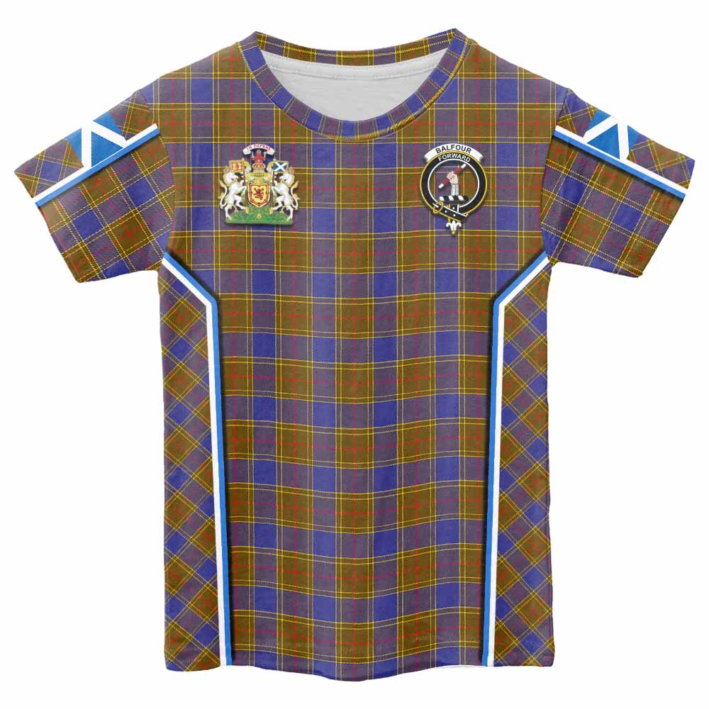 Balfour Tartan Crest Kid T-shirt Scotland Coat of Arm Flag Style - Tartan Vibes Clothing