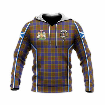 Balfour Tartan Crest Knitted Hoodie Scotland Coat of Arm Flag Style