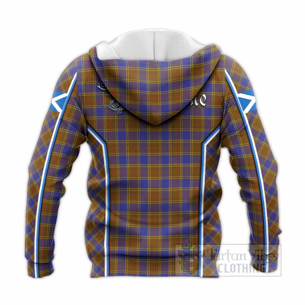Balfour Tartan Crest Knitted Hoodie Scotland Coat of Arm Flag Style - Tartan Vibes Clothing