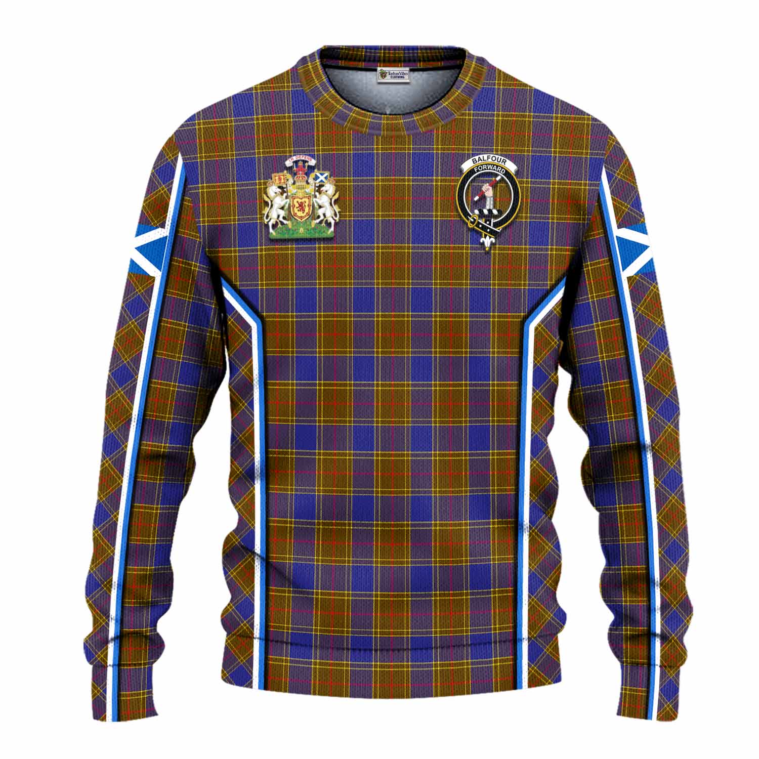 Balfour Tartan Crest Knitted Sweater Scotland Coat of Arm Flag Style - Tartan Vibes Clothing