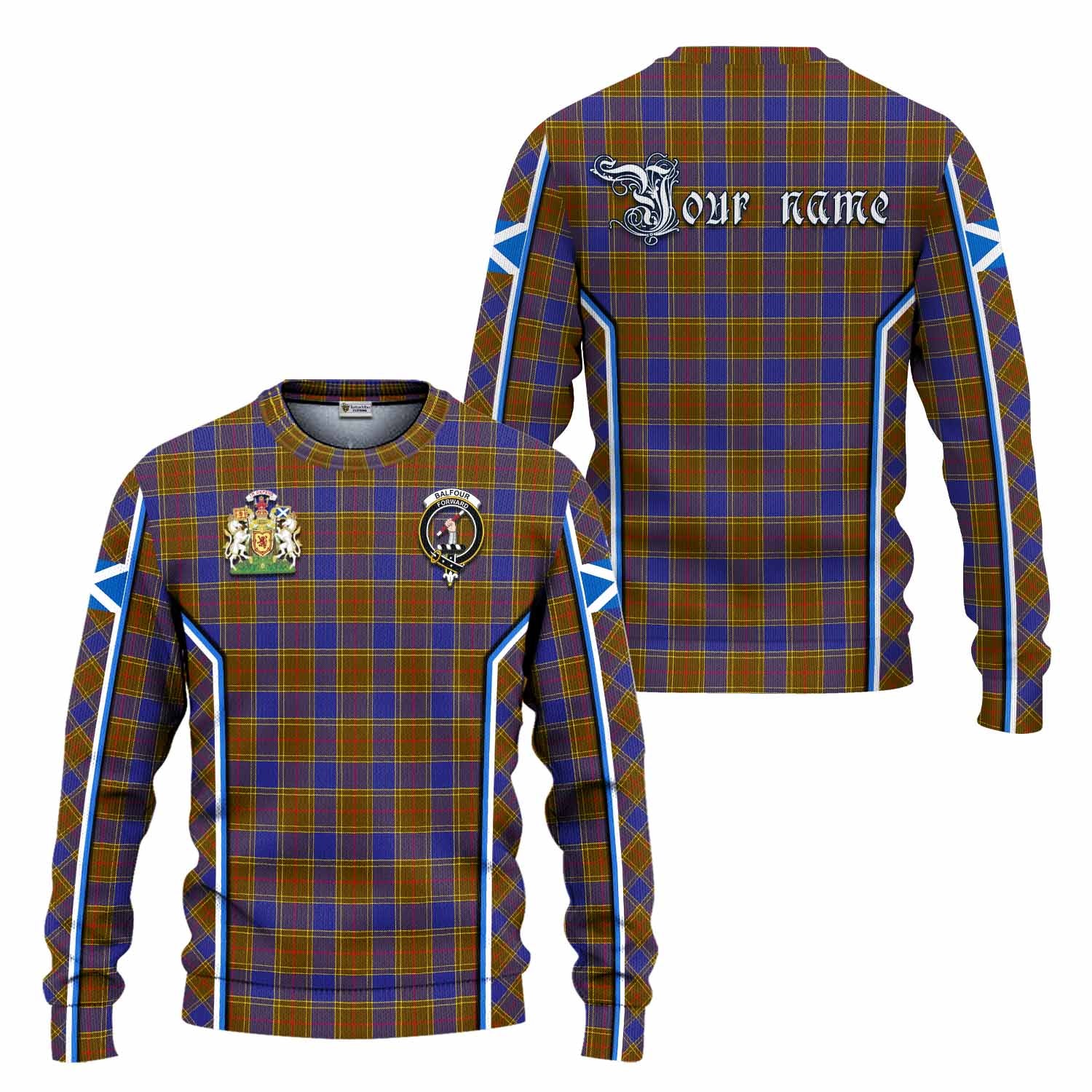 Balfour Tartan Crest Knitted Sweater Scotland Coat of Arm Flag Style - Tartan Vibes Clothing