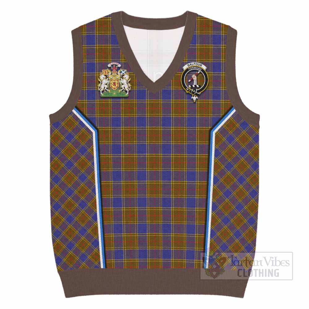 Balfour Tartan Crest Knitted V-Neck Vest Scotland Coat of Arm Flag Style - Tartan Vibes Clothing