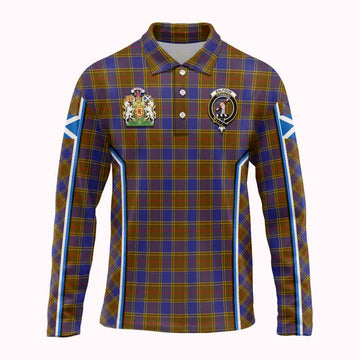 Balfour Tartan Crest Long Sleeve Polo Shirt Scotland Coat of Arm Flag Style