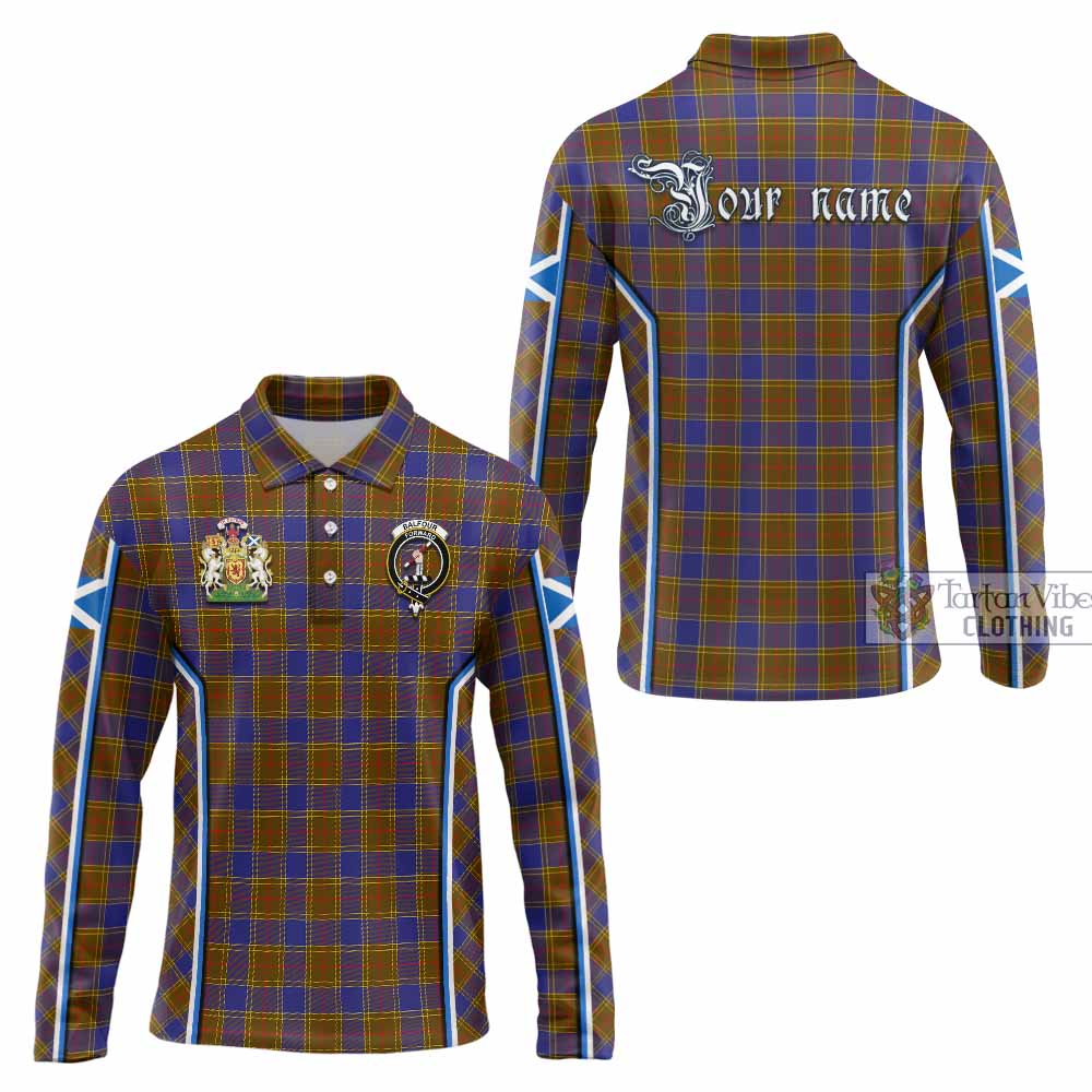 Balfour Tartan Crest Long Sleeve Polo Shirt Scotland Coat of Arm Flag Style - Tartan Vibes Clothing