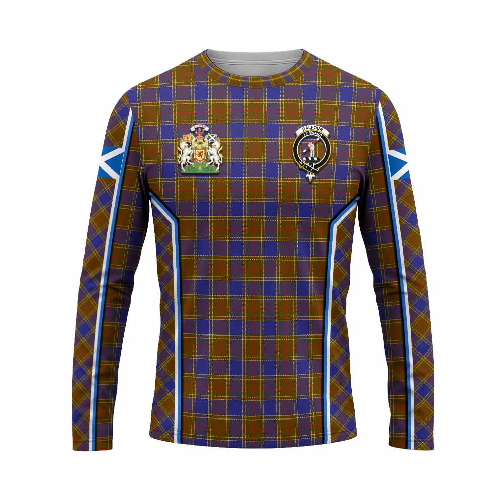Balfour Tartan Crest Long Sleeve T-Shirt Scotland Coat of Arm Flag Style - Tartan Vibes Clothing