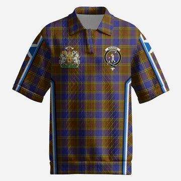 Balfour Tartan Crest Men’s Polo Sweater Top Scotland Coat of Arm Flag Style