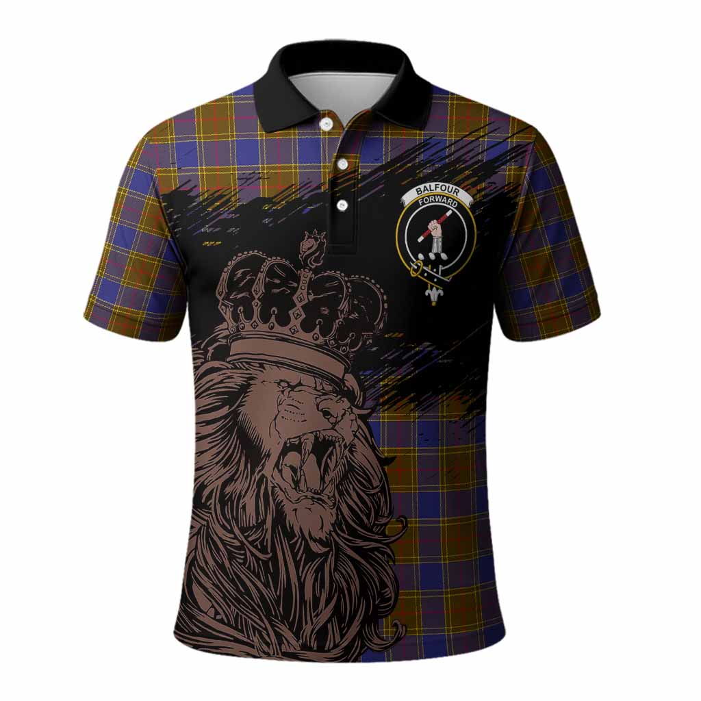 Balfour Tartan Crest Polo Shirt Crowned Lion Heritage Style
