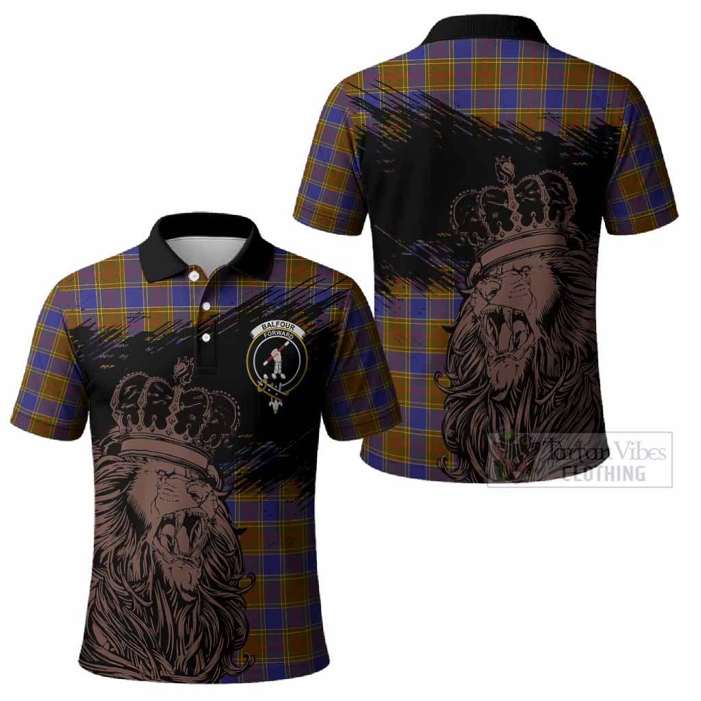 Balfour Tartan Crest Polo Shirt Crowned Lion Heritage Style