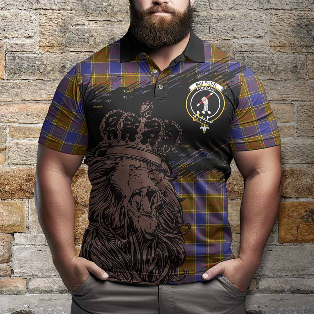 Balfour Tartan Crest Polo Shirt Crowned Lion Heritage Style