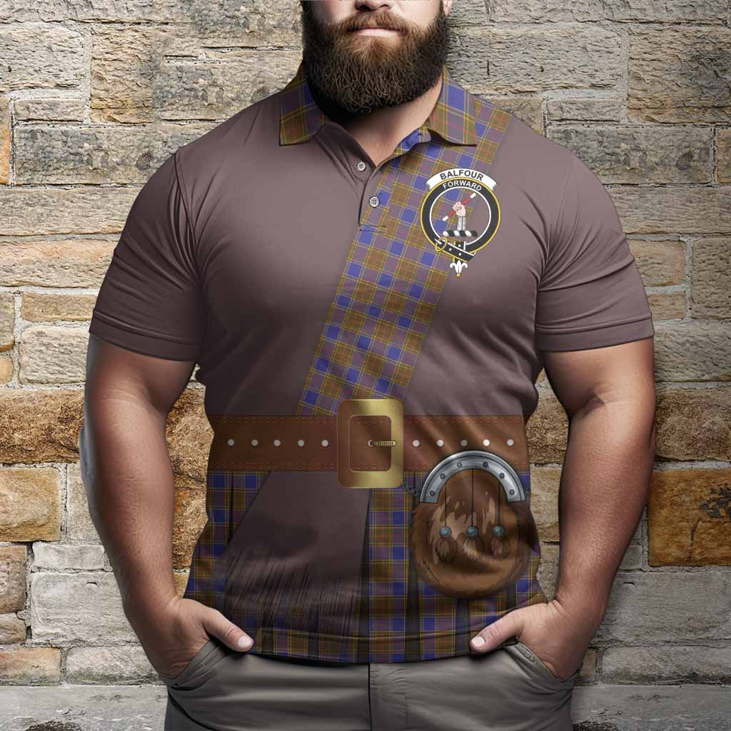 Balfour Tartan Crest Polo Shirt Kilt Costume Style