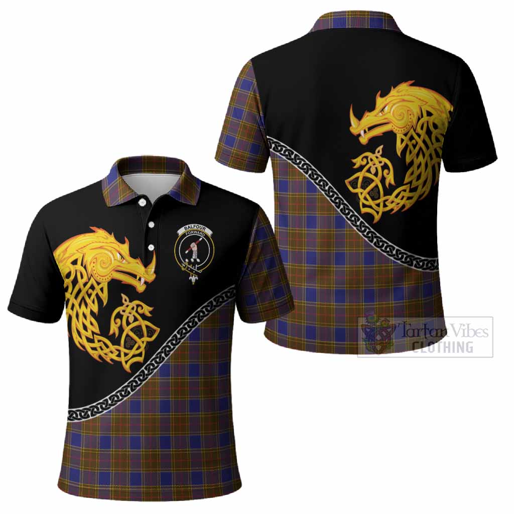 Balfour Tartan Crest Polo Shirt Legendary Dragon Knot Half Style