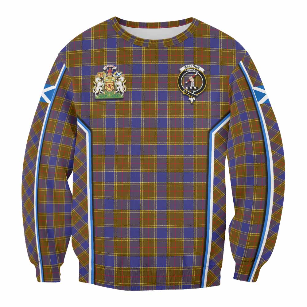 Balfour Tartan Crest Sweatshirt Scotland Coat of Arm Flag Style - Tartan Vibes Clothing