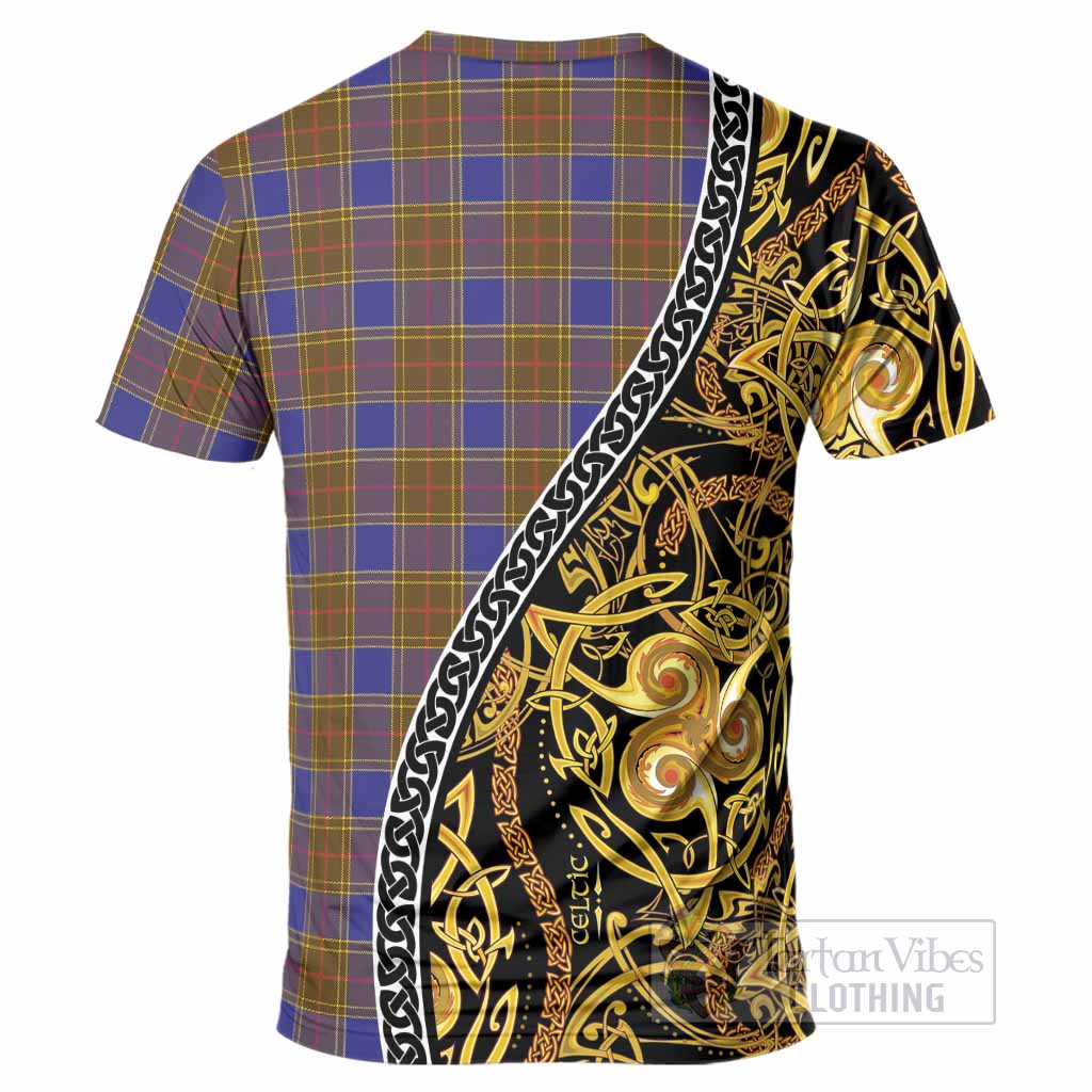 Balfour Tartan Crest T-Shirt Celtic Knot and Triple Trickle Spiral Symbols
