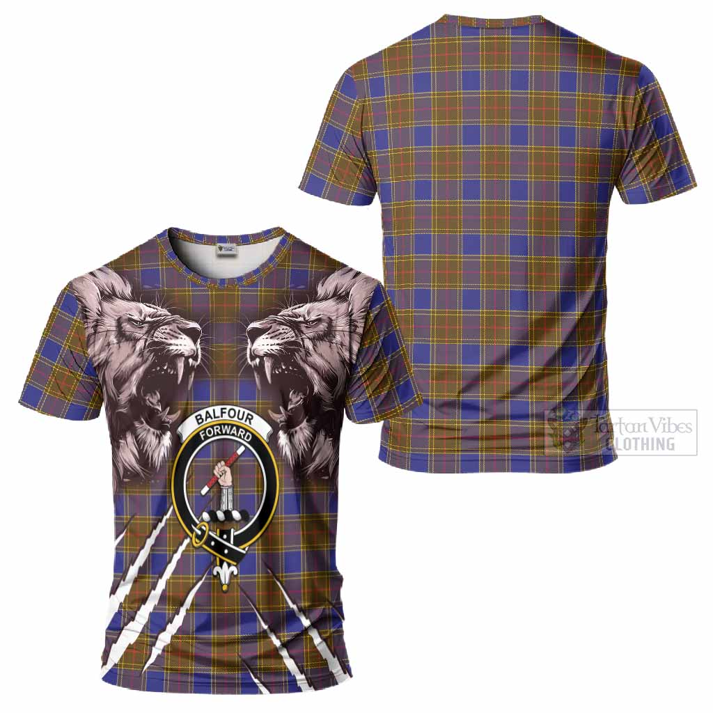 Balfour Tartan Crest T-Shirt Ferocious Lion Style
