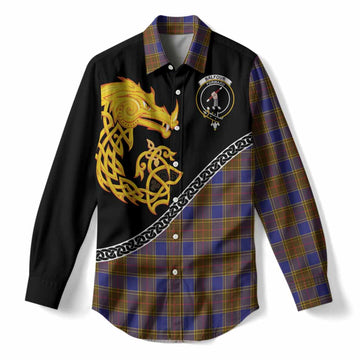 Balfour Tartan Crest Women Casual Shirt Legendary Dragon Knot Half Style