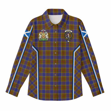 Balfour Tartan Crest Women Casual Shirt Scotland Coat of Arm Flag Style