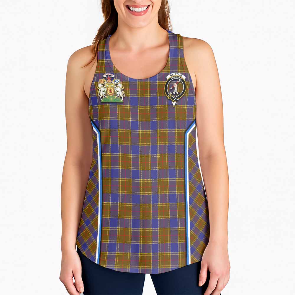 Balfour Tartan Crest Women Racerback Tanks Scotland Coat of Arm Flag Style - Tartan Vibes Clothing