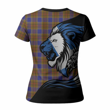 Balfour Tartan Crest Women T shirt Scottish Golden Lions Wave Flow