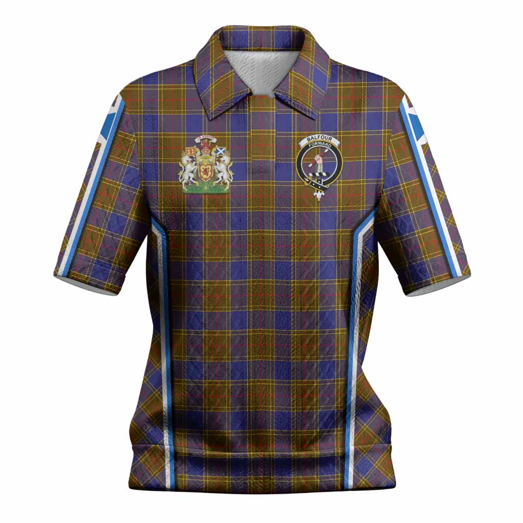 Balfour Tartan Crest Women’s Polo Sweater Top Scotland Coat of Arm Flag Style