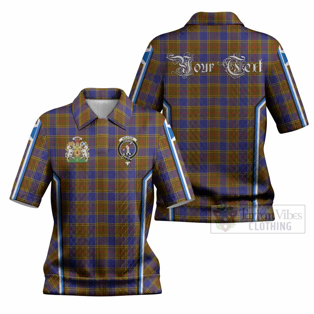 Balfour Tartan Crest Women’s Polo Sweater Top Scotland Coat of Arm Flag Style