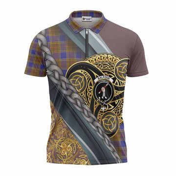 Balfour Tartan Crest Zipper Polo Shirt Scottish Triskele Celtic